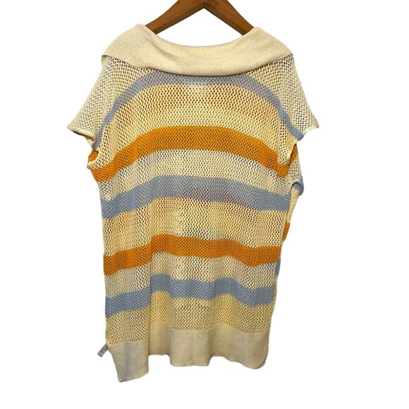 Crochet Beach Boho Vacation Summer Coverup Preppy Johnny Collar Euro OSFA - Picture 4 of 9